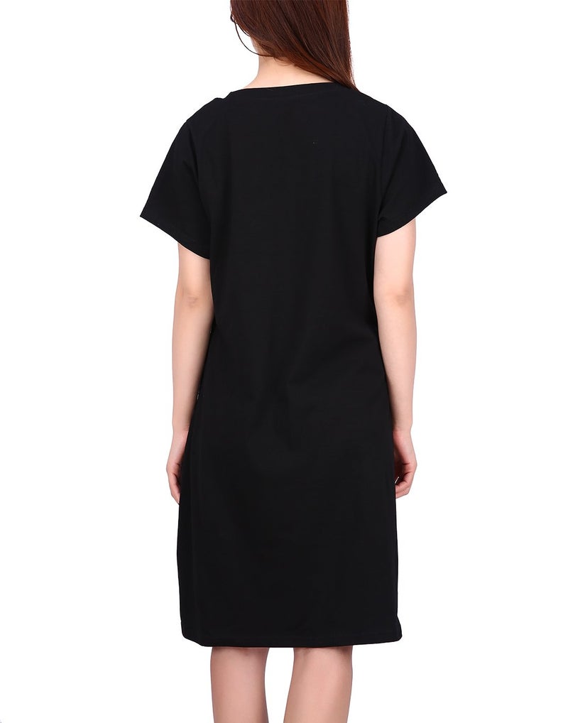 HDE Womens Cotton Sleepwear Nightgowns Short Sleeve Sleepshirt Print Night Shirt Loungewear Pajama Shirt Dress Plus Size S-5X - Small Medium, Need More Sleep - Image 3